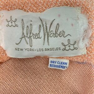 Vintage Alfred Werber Dress Womens Small Peach Lurex Beaded Waist Gown 60s